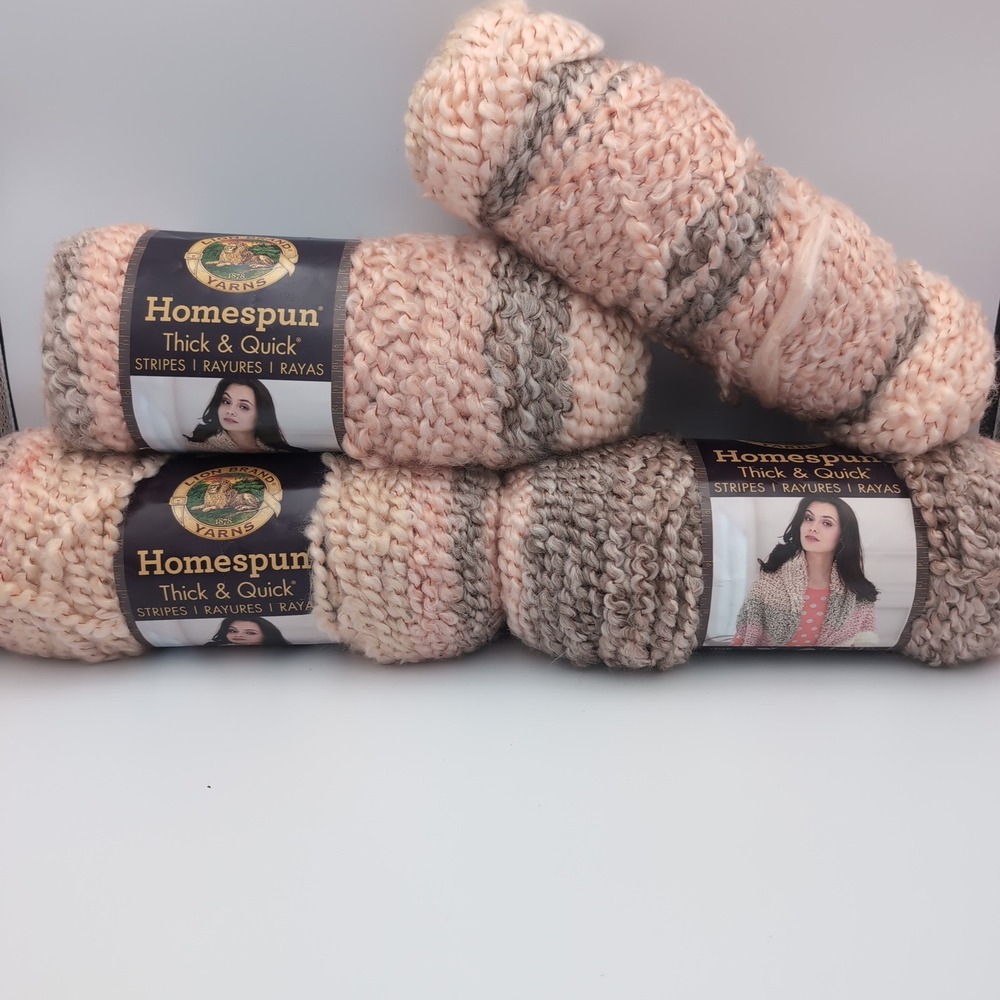 Lion Brand Homespun Thick Quick Coral Stripe 201 Yarn Lot Discontinued 3+Partial